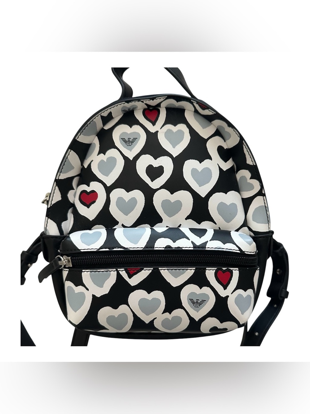 Emporio Armani | Heart Print Mini Backpack Black/White with Red Accents